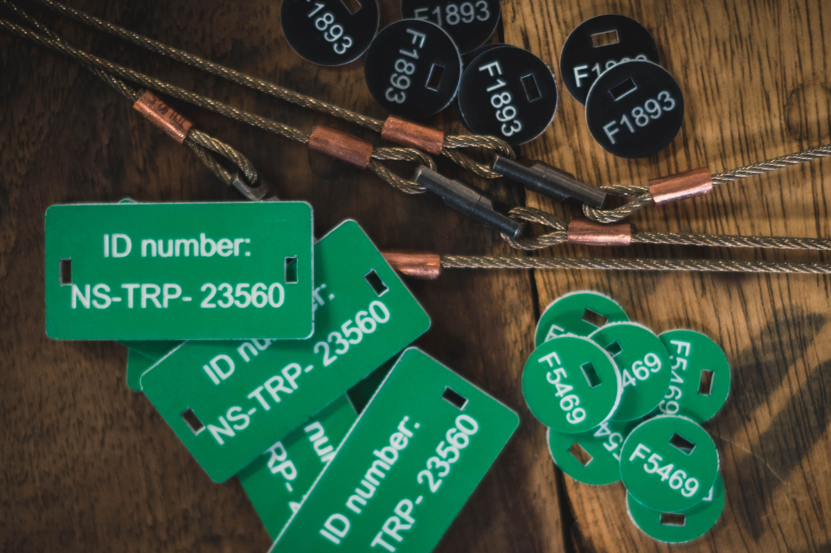 Trap Identification tags and markers for inventory management or legal requirements. Bespoke tags and signs available.