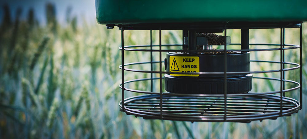 Supplemental bird feeding equipment for farmland birds. Gravity and Automatic programmable feeders and accessories available. 