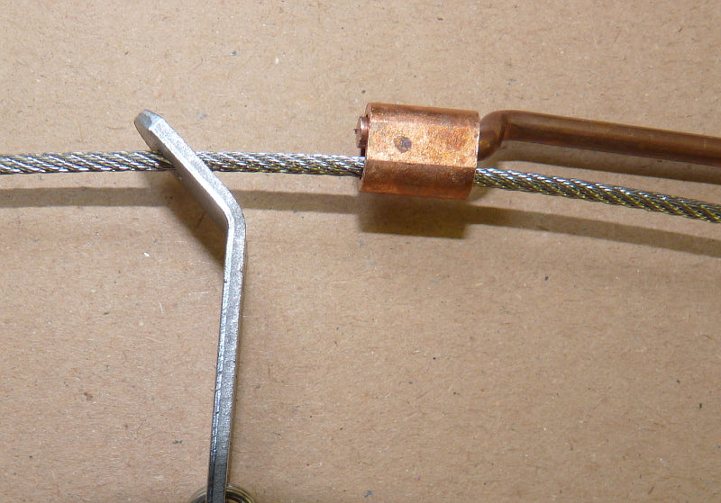 Copper ferrule on DB snare fox cable for mounting onto tealer