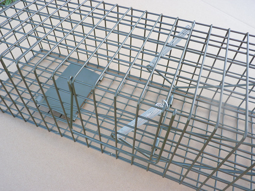 Double spring closing mechanism on PERDIX Mink cage trap