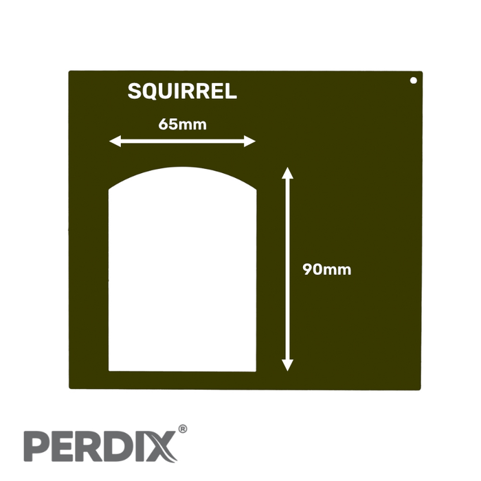 The squirrel excluder entrance measures 65mm wide by 90mm high 