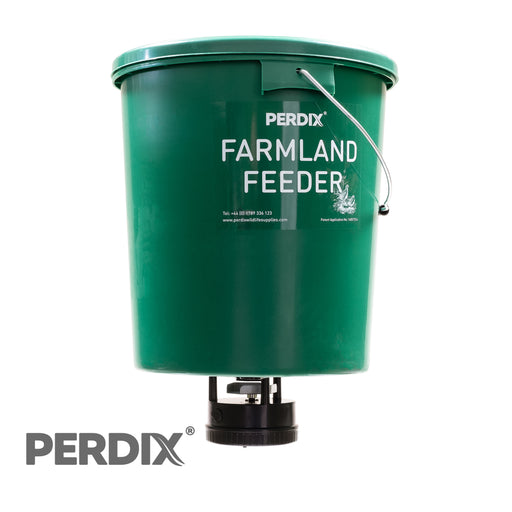 PERDIX Automatic Game Bird Feeder allows feed to be provided for wild or released pheasants or partridges up to four times daily via a timed feed spinner.