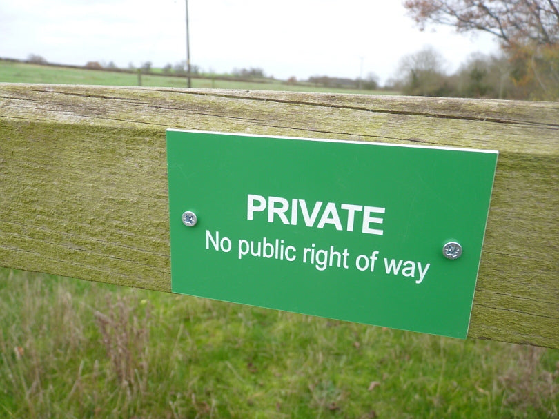 PRIVATE - No public right of way gate sign