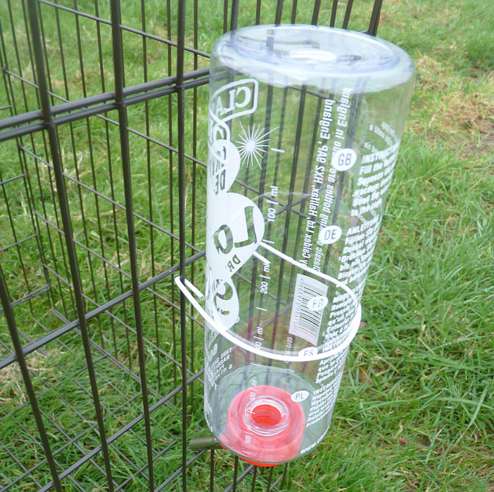 Plastic bottle drinker for cage birds and animals