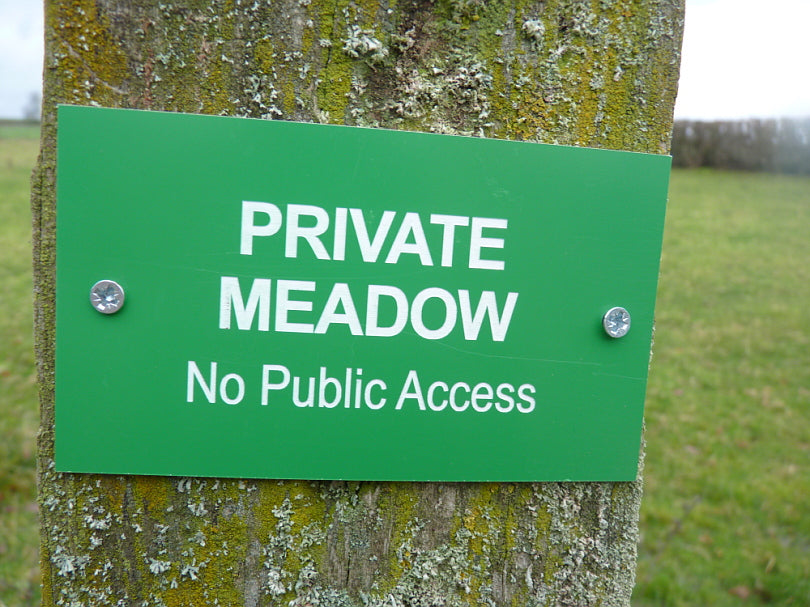 Private meadow - no public access warning sign