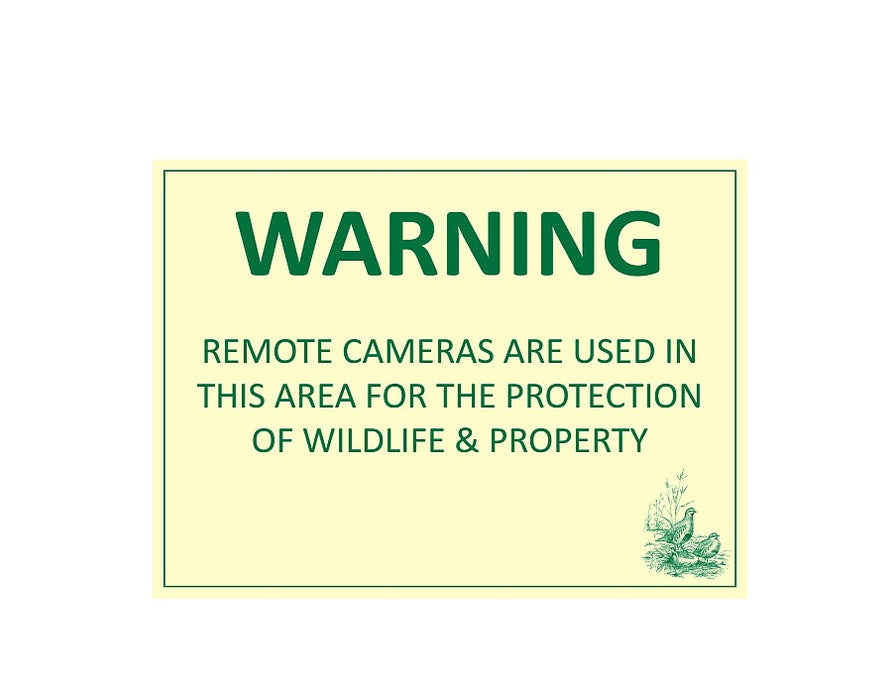 Remote Observation Sign Remote Camera Warning Sign — Perdix Wildlife Supplies
