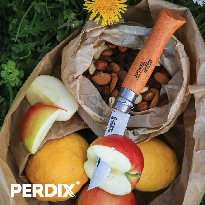 The Opinel pocket knife, the essential companion.  Exceptional cutting quality and ease of sharpening.